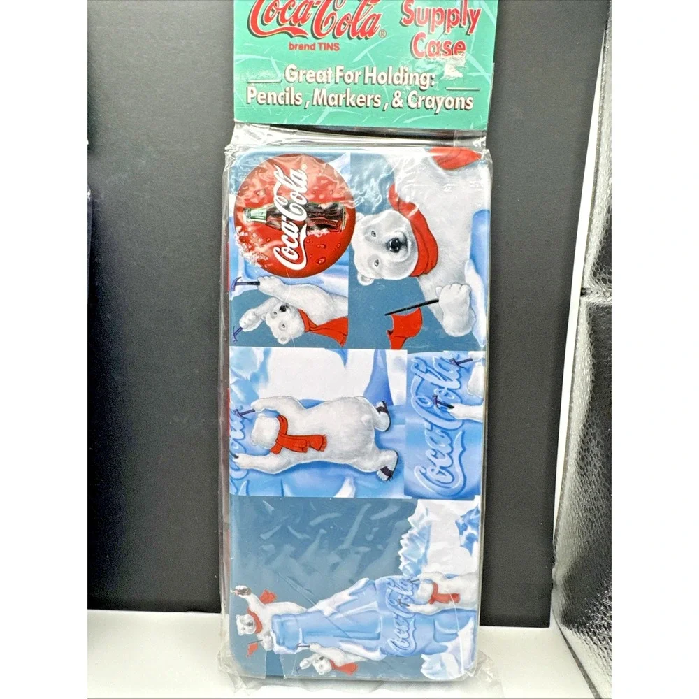 Set Of 4 New Vintage 1997‎ Coca-Cola Polar Bear  School Supply Storage Cases